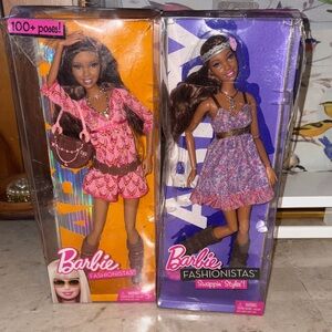 Barbie Fashionistas Dolls in Pink and Purple complete Outfits ,bundle